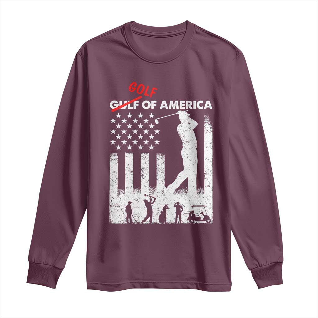 Golf Of America Patriotic USA Flag Long Sleeve Shirt Funny Golfing Pun American Sports Gift for Patriotic Golfers n Dads TS02 Maroon Print Your Wear