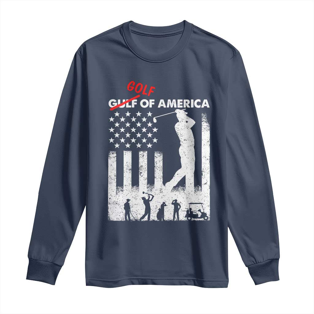 Golf Of America Patriotic USA Flag Long Sleeve Shirt Funny Golfing Pun American Sports Gift for Patriotic Golfers n Dads TS02 Navy Print Your Wear