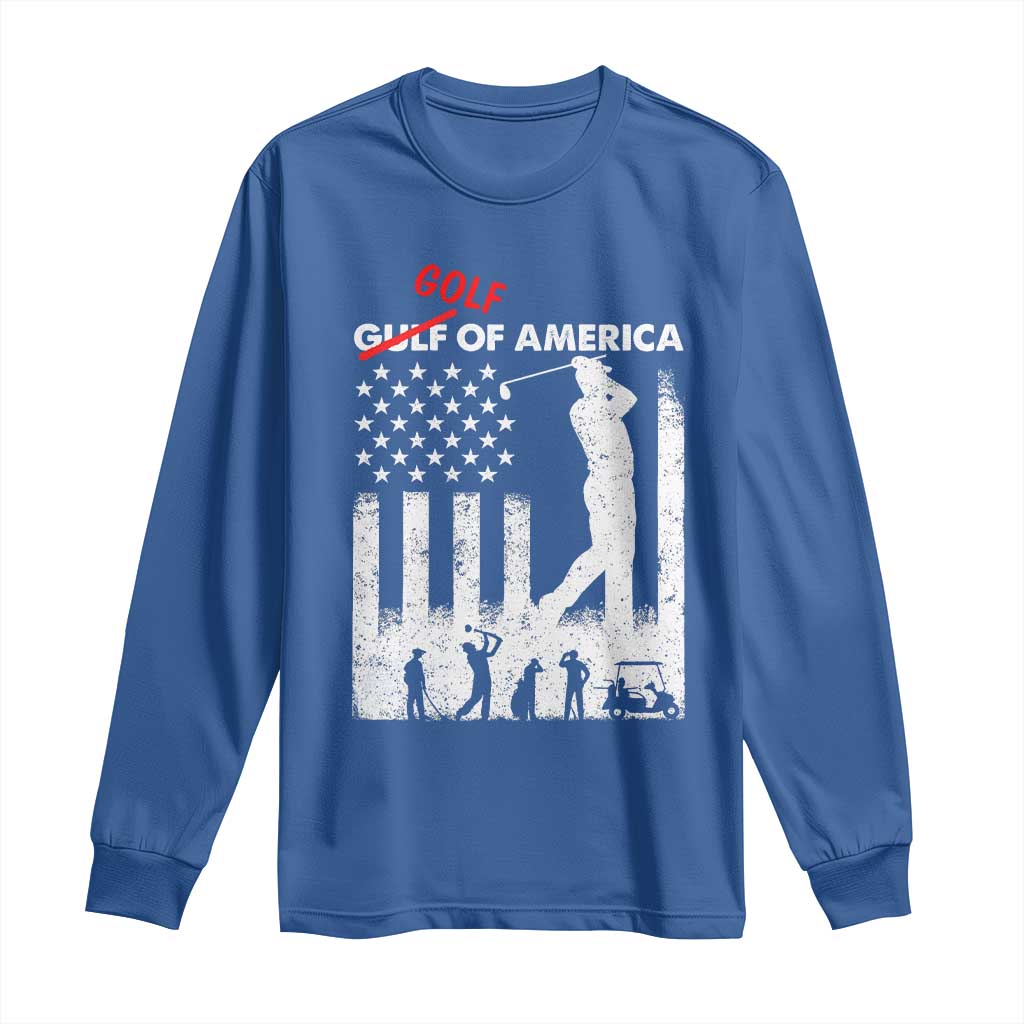 Golf Of America Patriotic USA Flag Long Sleeve Shirt Funny Golfing Pun American Sports Gift for Patriotic Golfers n Dads TS02 Royal Blue Print Your Wear
