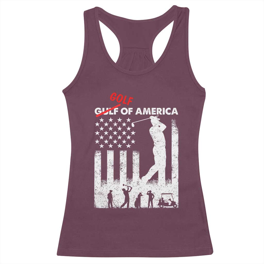 Golf Of America Patriotic USA Flag Racerback Tank Top Funny Golfing Pun American Sports Gift for Patriotic Golfers n Dads TS02 Maroon Print Your Wear