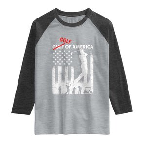 Golf Of America Patriotic USA Flag Raglan Shirt Funny Golfing Pun American Sports Gift for Patriotic Golfers n Dads TS02 Heather Gray Heather Charcoal Print Your Wear