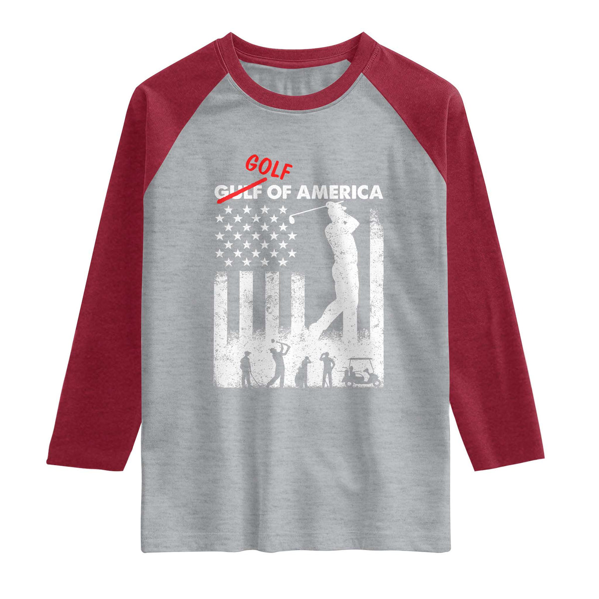 Golf Of America Patriotic USA Flag Raglan Shirt Funny Golfing Pun American Sports Gift for Patriotic Golfers n Dads TS02 Heather Gray Heather Red Print Your Wear