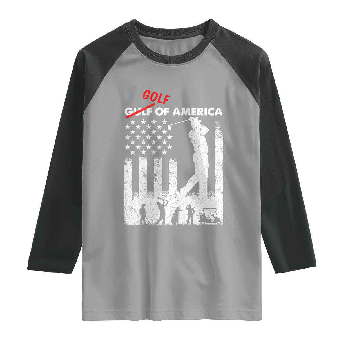 Golf Of America Patriotic USA Flag Raglan Shirt Funny Golfing Pun American Sports Gift for Patriotic Golfers n Dads TS02 Sport Gray Black Print Your Wear