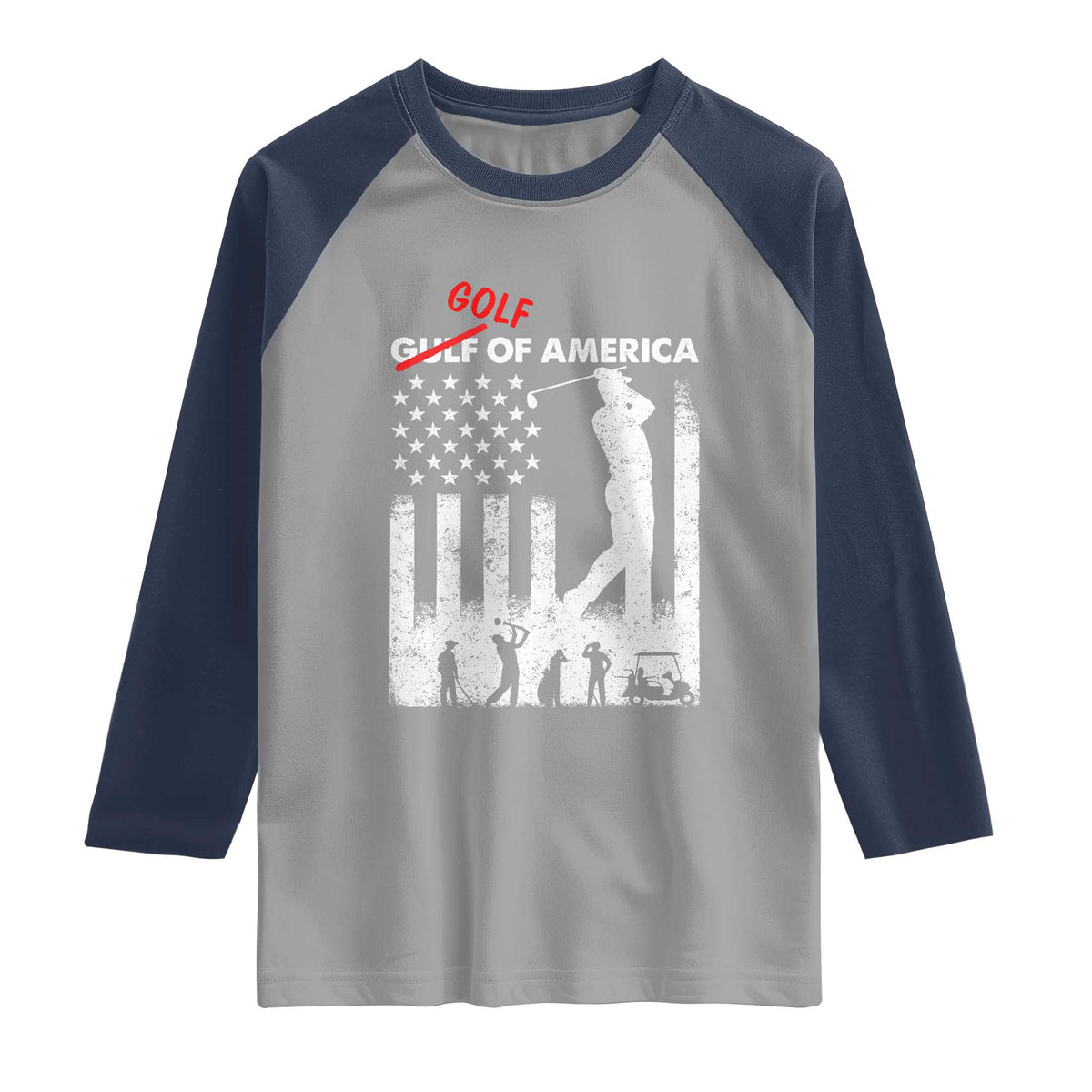 Golf Of America Patriotic USA Flag Raglan Shirt Funny Golfing Pun American Sports Gift for Patriotic Golfers n Dads TS02 Sport Gray Navy Print Your Wear