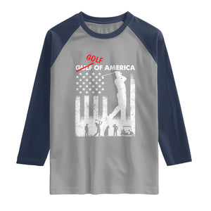Golf Of America Patriotic USA Flag Raglan Shirt Funny Golfing Pun American Sports Gift for Patriotic Golfers n Dads TS02 Sport Gray Navy Print Your Wear