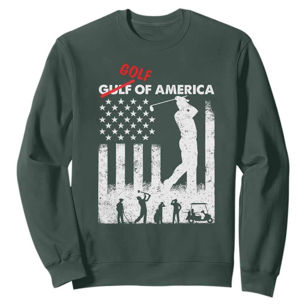 Golf Of America Patriotic USA Flag Sweatshirt Funny Golfing Pun American Sports Gift for Patriotic Golfers n Dads TS02 Dark Forest Green Print Your Wear