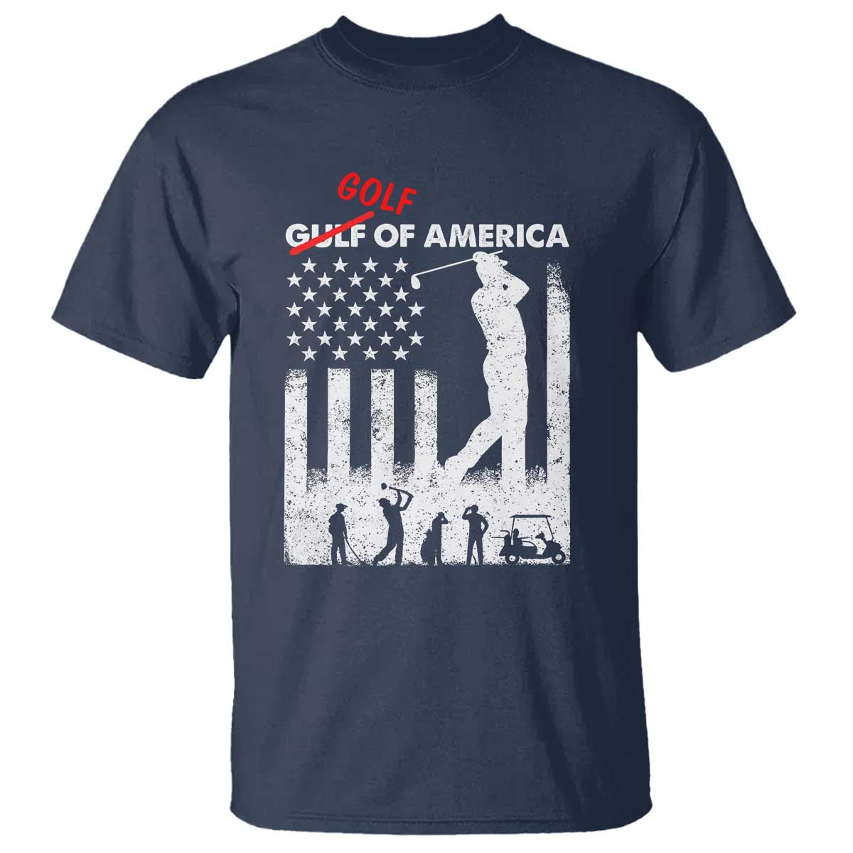 Golf Of America Patriotic USA Flag T Shirt Funny Golfing Pun American Sports Gift for Patriotic Golfers n Dads TS02 Navy Print Your Wear