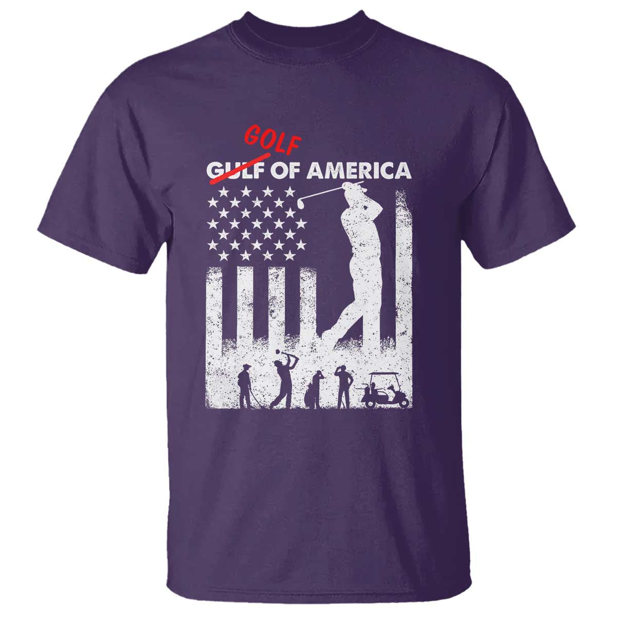 Golf Of America Patriotic USA Flag T Shirt Funny Golfing Pun American Sports Gift for Patriotic Golfers n Dads TS02 Purple Print Your Wear