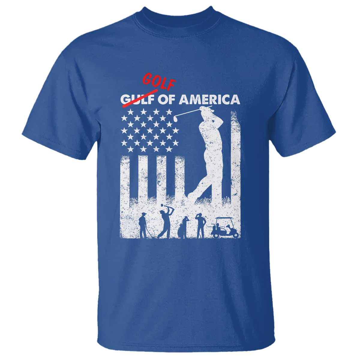 Golf Of America Patriotic USA Flag T Shirt Funny Golfing Pun American Sports Gift for Patriotic Golfers n Dads TS02 Royal Blue Print Your Wear