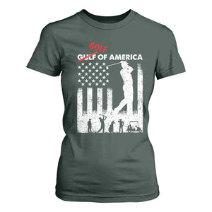 Golf Of America Patriotic USA Flag T Shirt For Women Funny Golfing Pun American Sports Gift for Patriotic Golfers n Dads TS02 Dark Forest Green Print Your Wear