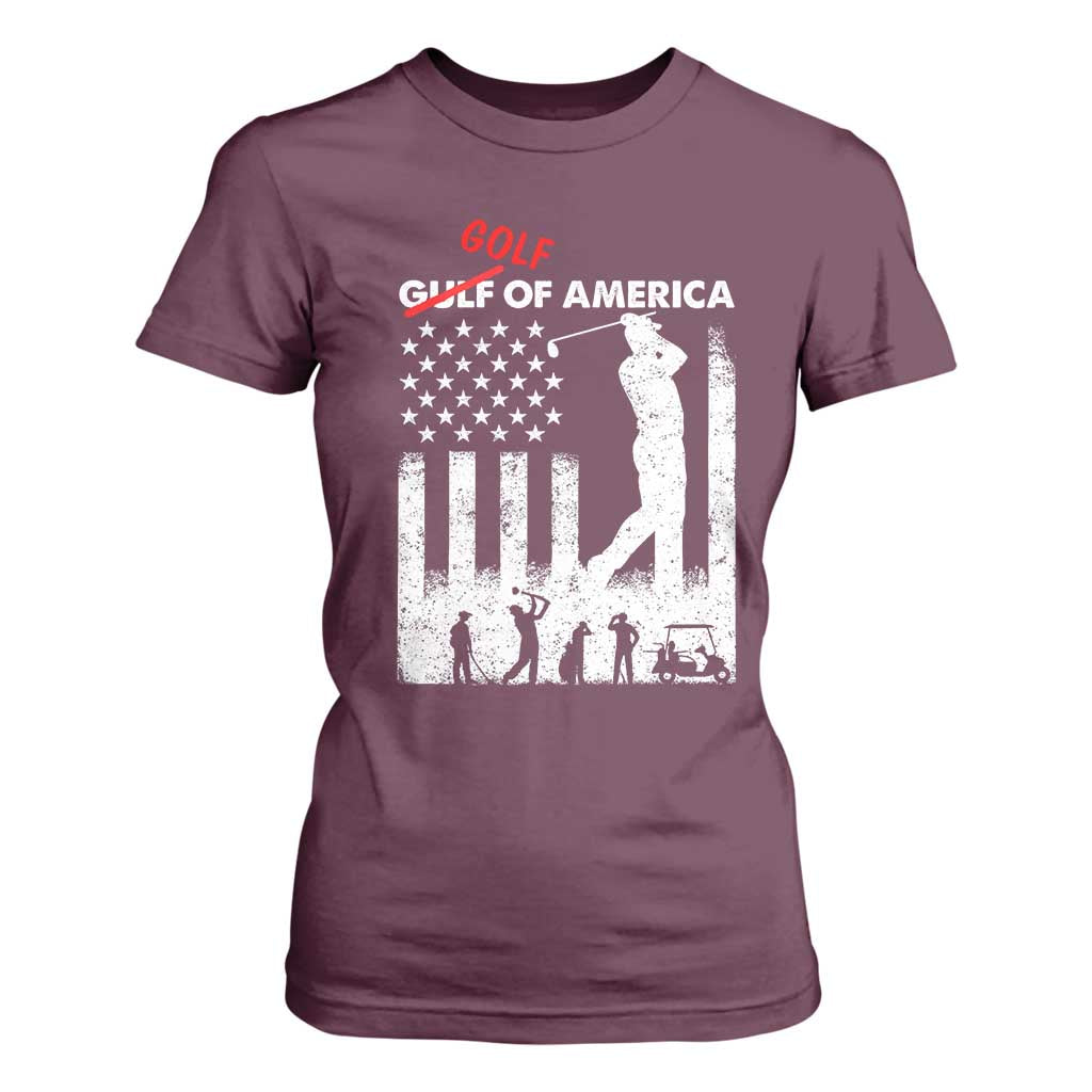 Golf Of America Patriotic USA Flag T Shirt For Women Funny Golfing Pun American Sports Gift for Patriotic Golfers n Dads TS02 Maroon Print Your Wear