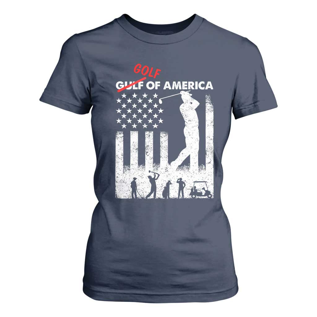 Golf Of America Patriotic USA Flag T Shirt For Women Funny Golfing Pun American Sports Gift for Patriotic Golfers n Dads TS02 Navy Print Your Wear