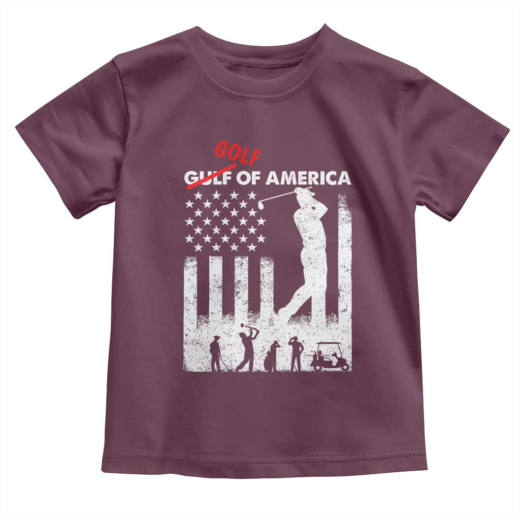 Golf Of America Patriotic USA Flag Toddler T Shirt Funny Golfing Pun American Sports Gift for Patriotic Golfers n Dads TS02 Maroon Print Your Wear