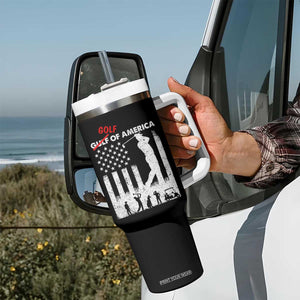 Golf Of America Patriotic USA Flag Tumbler With Handle Funny Golfing Pun American Sports Gift for Patriotic Golfers n Dads TS02 Print Your Wear