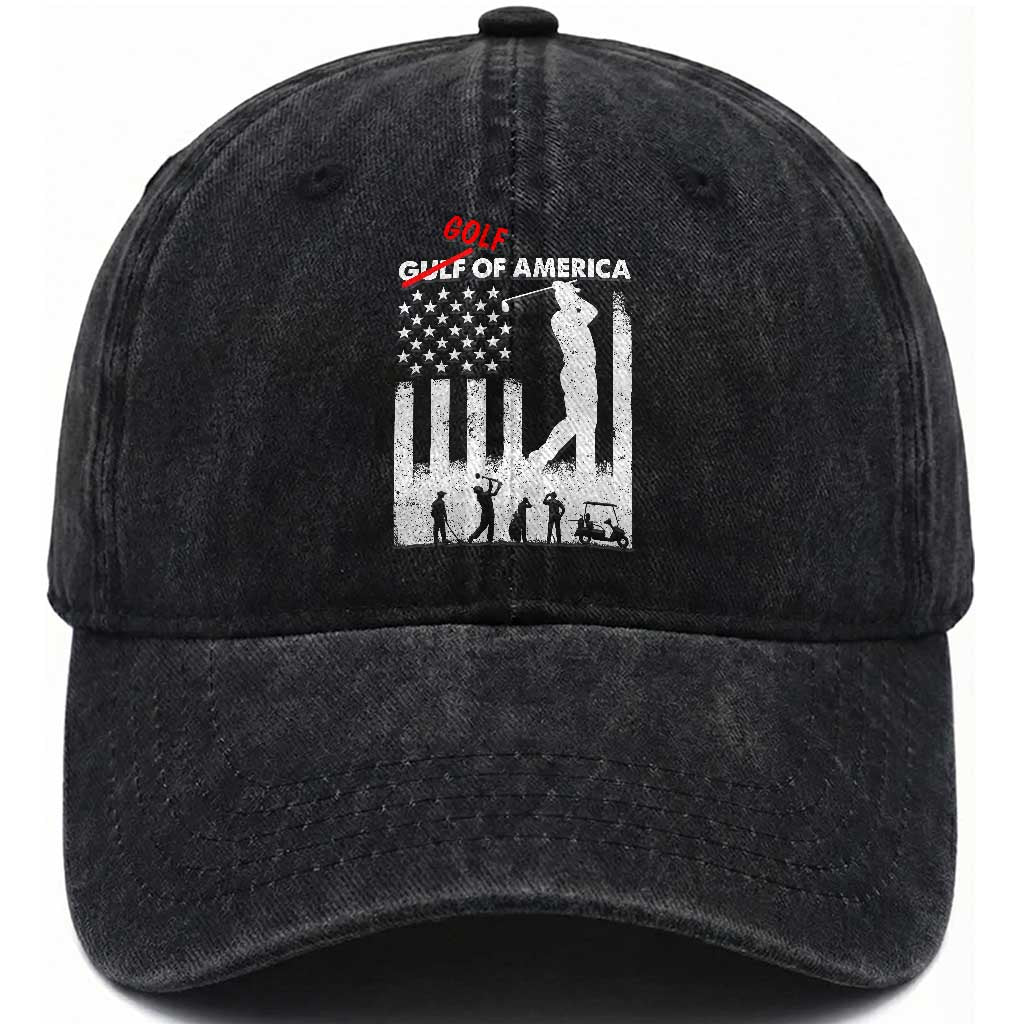 Golf Of America Patriotic USA Flag Washed Cotton Baseball Cap Funny Golfing Pun American Sports Gift for Patriotic Golfers n Dads TS02 Print Your Wear