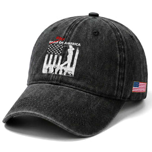 Golf Of America Patriotic USA Flag Washed Cotton Baseball Cap Funny Golfing Pun American Sports Gift for Patriotic Golfers n Dads TS02 Print Your Wear