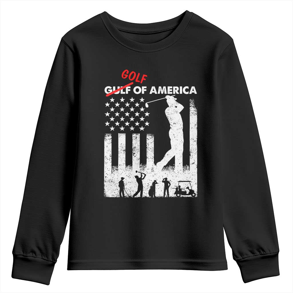 Golf Of America Patriotic USA Flag Youth Sweatshirt Funny Golfing Pun American Sports Gift for Patriotic Golfers n Dads TS02 Black Print Your Wear