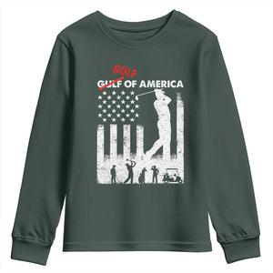 Golf Of America Patriotic USA Flag Youth Sweatshirt Funny Golfing Pun American Sports Gift for Patriotic Golfers n Dads TS02 Dark Forest Green Print Your Wear