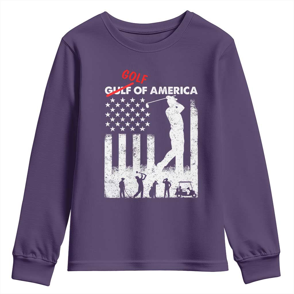 Golf Of America Patriotic USA Flag Youth Sweatshirt Funny Golfing Pun American Sports Gift for Patriotic Golfers n Dads TS02 Purple Print Your Wear