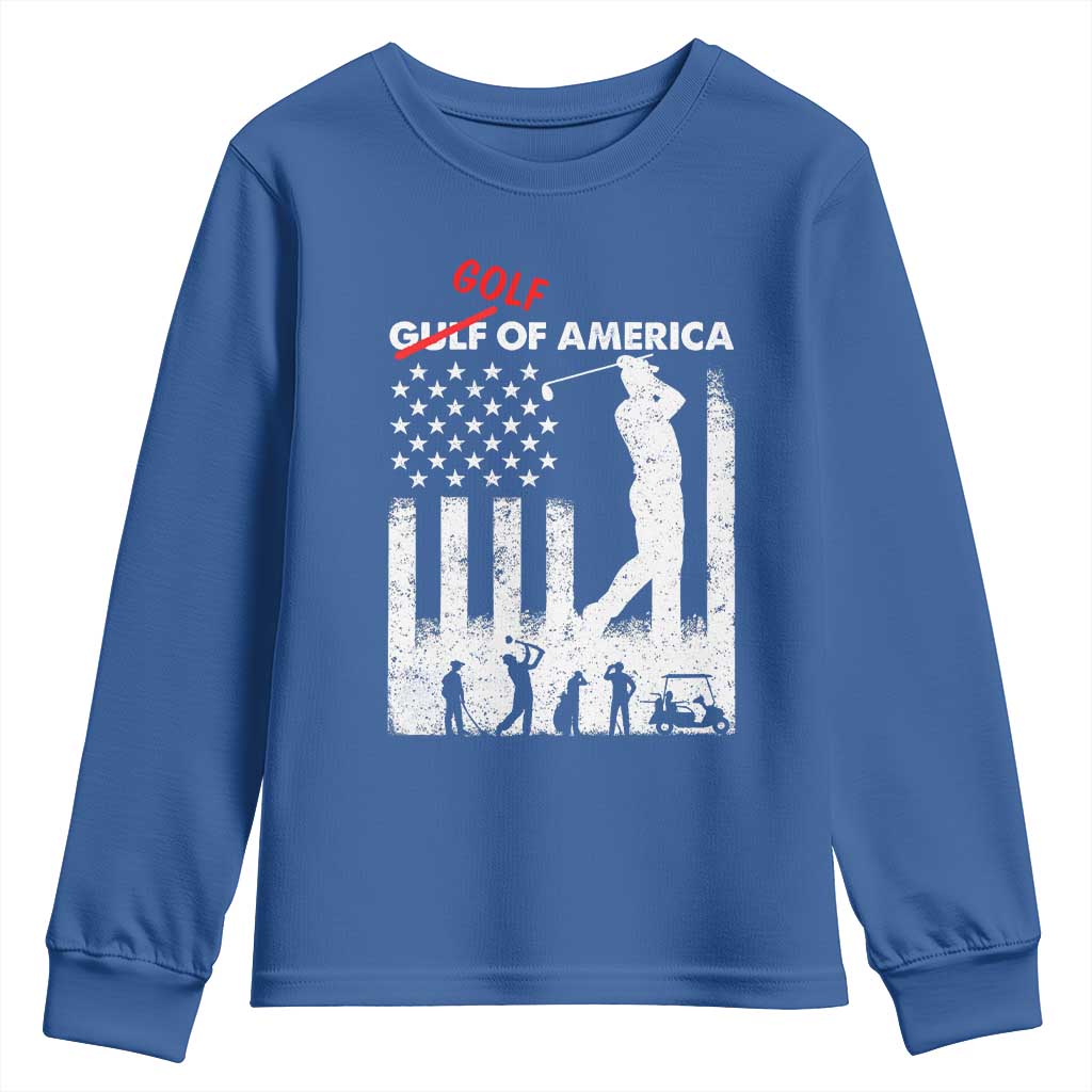 Golf Of America Patriotic USA Flag Youth Sweatshirt Funny Golfing Pun American Sports Gift for Patriotic Golfers n Dads TS02 Royal Blue Print Your Wear