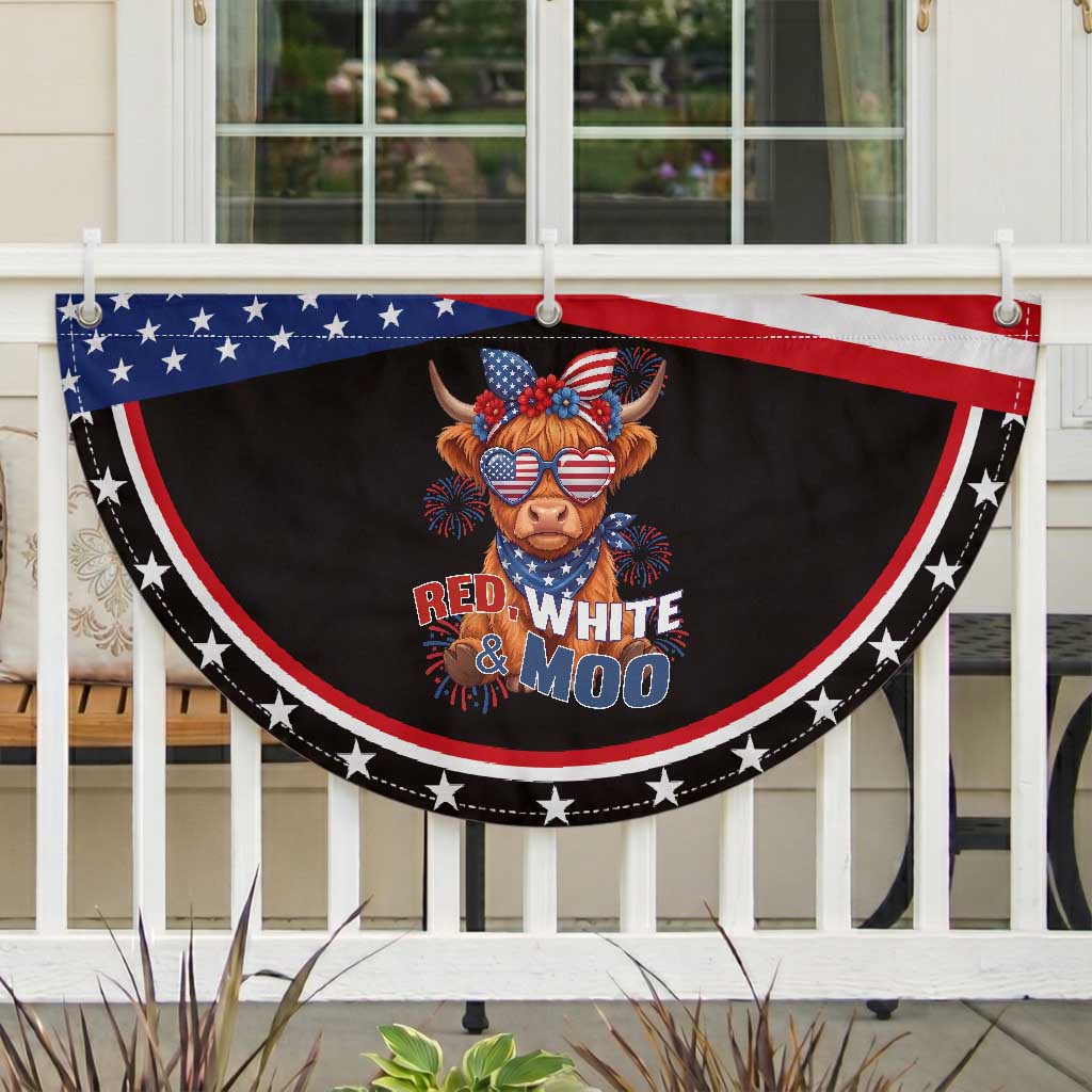 Red White and Moo Funny Highland Cow Patriotic Fan Flag Cute American Flag Sunglasses and Bandana Summer Fireworks