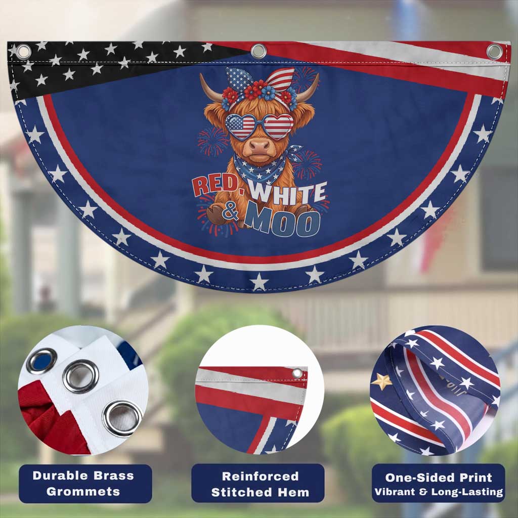 Red White and Moo Funny Highland Cow Patriotic Fan Flag Cute American Flag Sunglasses and Bandana Summer Fireworks
