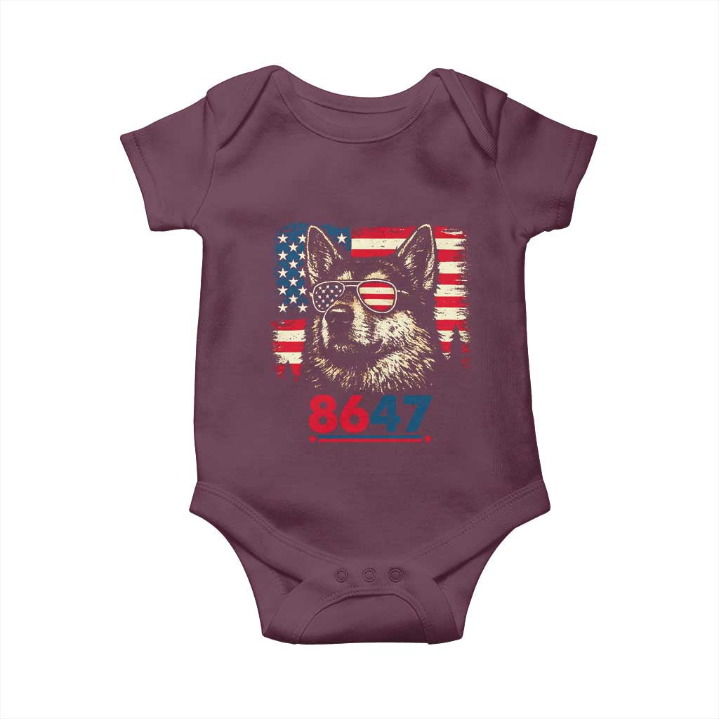 Vintage Patriotic German Shepherd 1776 Graphic Baby Onesie American Flag Sunglasses Cool Dog 4th of July Distressed TS02 Maroon Print Your Wear