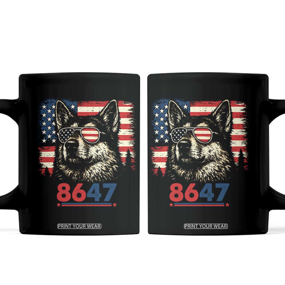 Vintage Patriotic German Shepherd 1776 Graphic Coffee Mug American Flag Sunglasses Cool Dog 4th of July Distressed