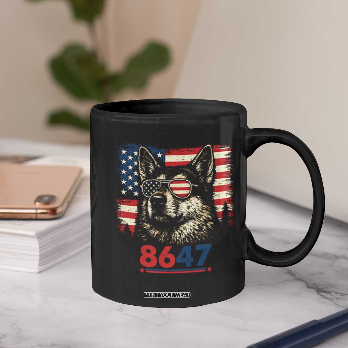 Vintage Patriotic German Shepherd 1776 Graphic Coffee Mug American Flag Sunglasses Cool Dog 4th of July Distressed TS02 Print Your Wear