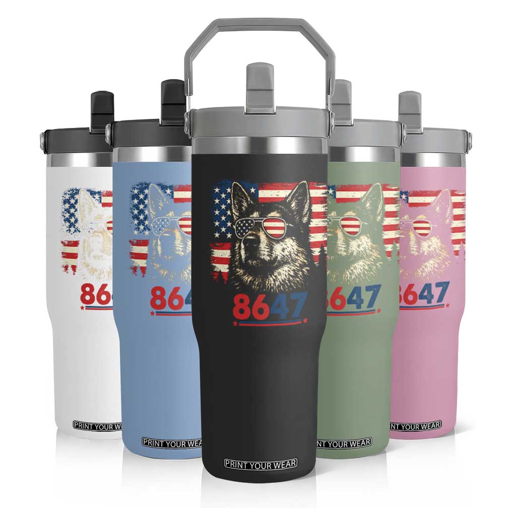 Vintage Patriotic German Shepherd 1776 Graphic Flip Straw Tumbler American Flag Sunglasses Cool Dog 4th of July Distressed TS02 Print Your Wear