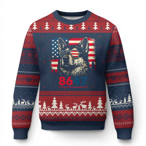 Vintage Patriotic German Shepherd 1776 Graphic Ugly Christmas Sweater American Flag Sunglasses Cool Dog 4th of July Distressed TS02 Navy Red Print Your Wear