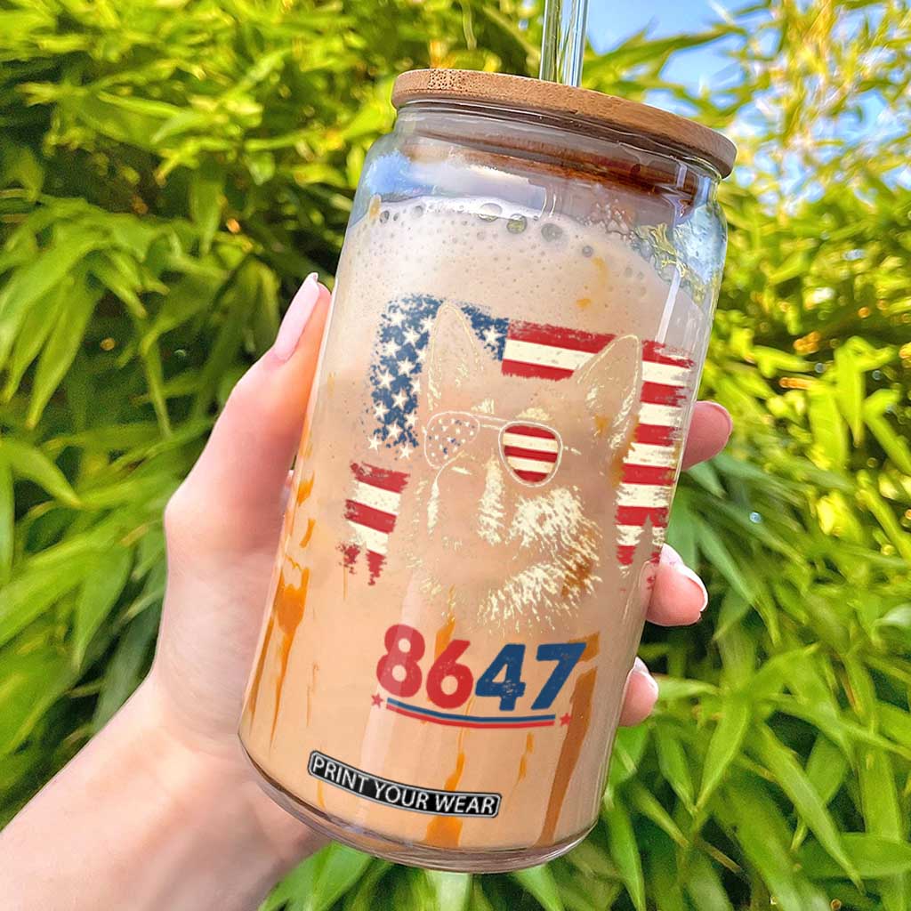 Vintage Patriotic German Shepherd 1776 Graphic Glass Can American Flag Sunglasses Cool Dog 4th of July Distressed TS02 Black Print Your Wear