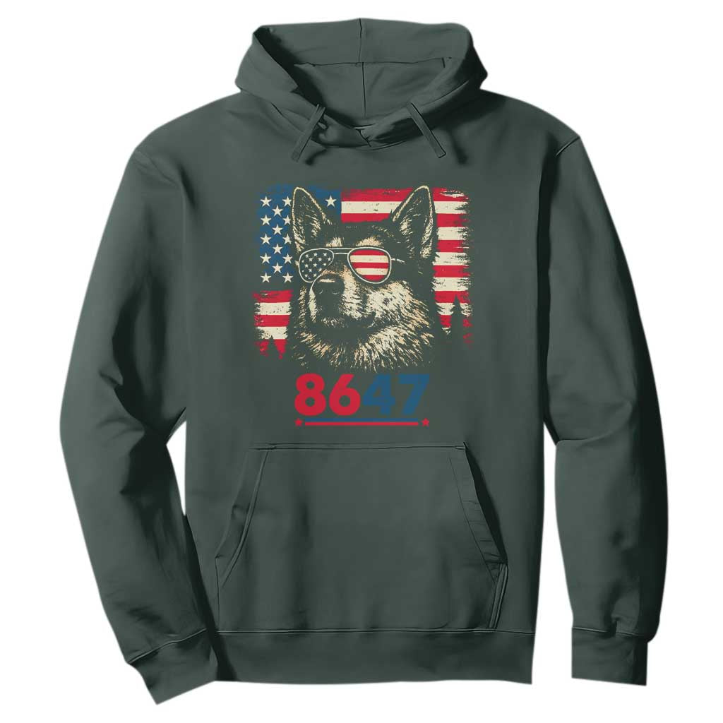 Vintage Patriotic German Shepherd 1776 Graphic Hoodie American Flag Sunglasses Cool Dog 4th of July Distressed TS02 Dark Forest Green Print Your Wear