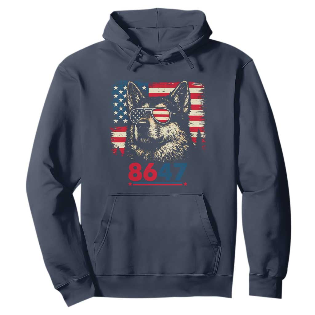 Vintage Patriotic German Shepherd 1776 Graphic Hoodie American Flag Sunglasses Cool Dog 4th of July Distressed TS02 Navy Print Your Wear