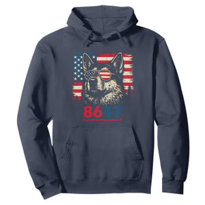 Vintage Patriotic German Shepherd 1776 Graphic Hoodie American Flag Sunglasses Cool Dog 4th of July Distressed TS02 Navy Print Your Wear