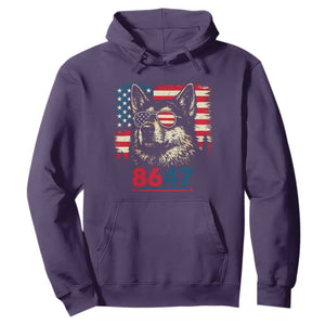 Vintage Patriotic German Shepherd 1776 Graphic Hoodie American Flag Sunglasses Cool Dog 4th of July Distressed TS02 Purple Print Your Wear
