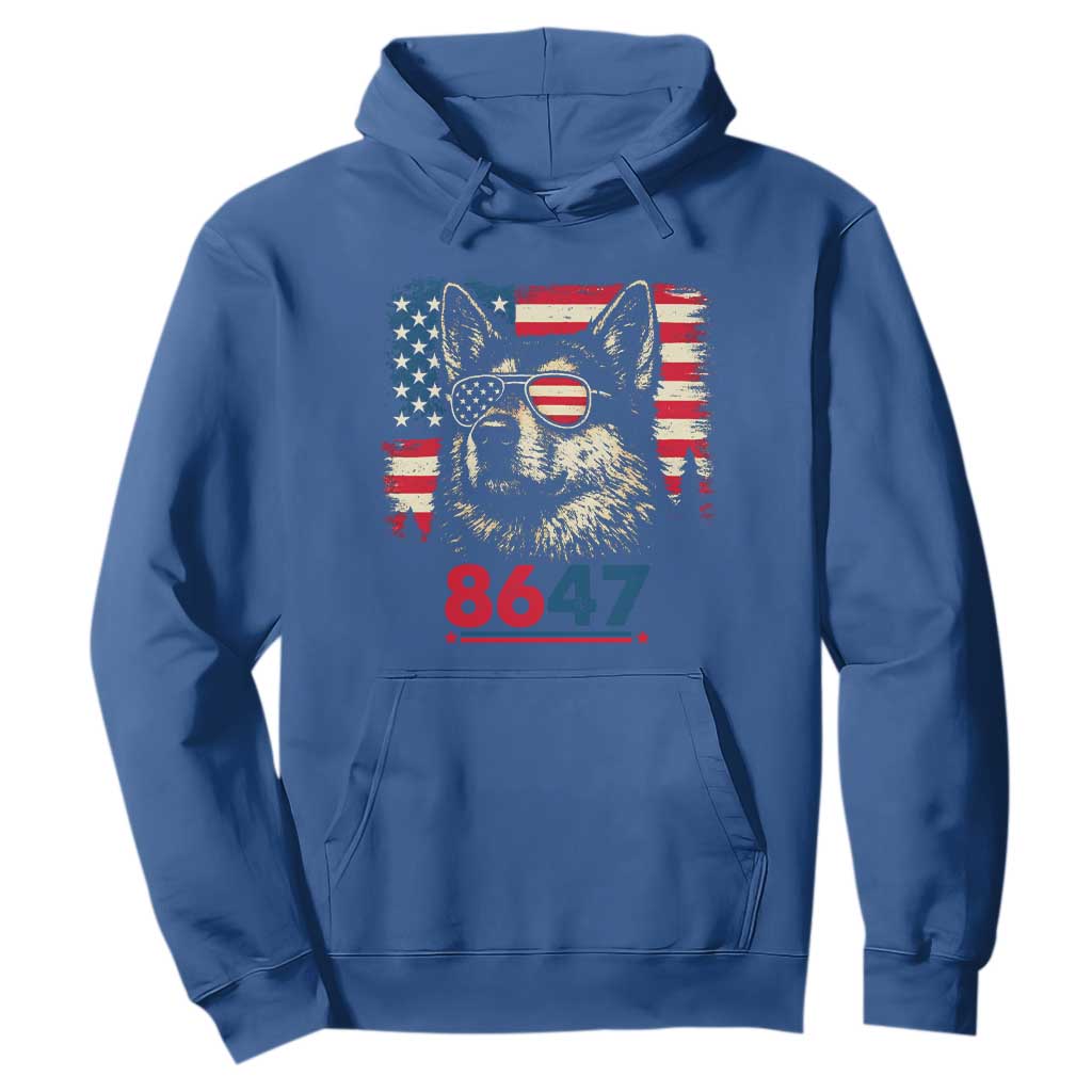 Vintage Patriotic German Shepherd 1776 Graphic Hoodie American Flag Sunglasses Cool Dog 4th of July Distressed TS02 Royal Blue Print Your Wear