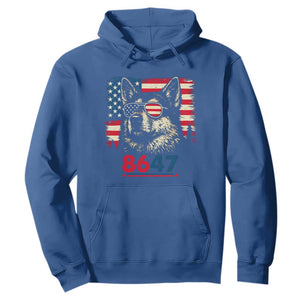 Vintage Patriotic German Shepherd 1776 Graphic Hoodie American Flag Sunglasses Cool Dog 4th of July Distressed TS02 Royal Blue Print Your Wear