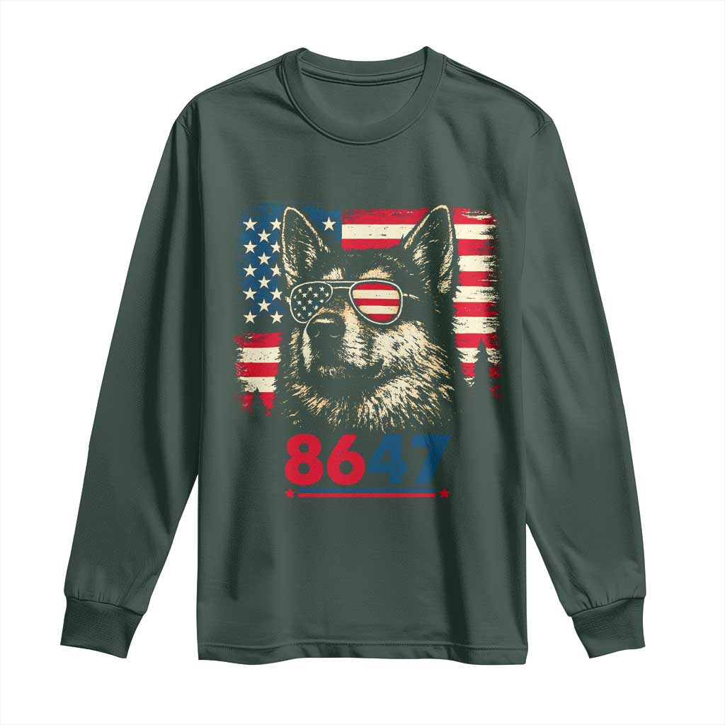 Vintage Patriotic German Shepherd 1776 Graphic Long Sleeve Shirt American Flag Sunglasses Cool Dog 4th of July Distressed TS02 Dark Forest Green Print Your Wear