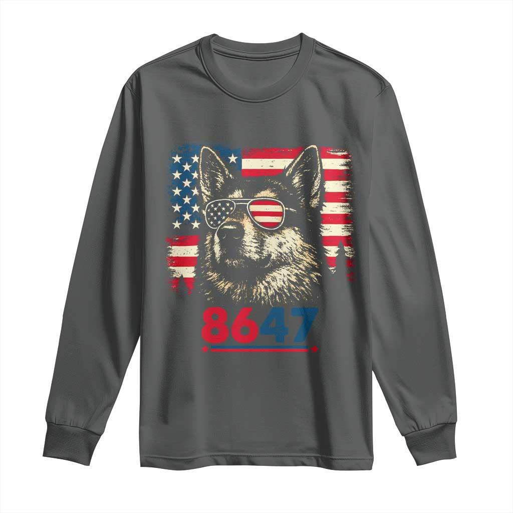 Vintage Patriotic German Shepherd 1776 Graphic Long Sleeve Shirt American Flag Sunglasses Cool Dog 4th of July Distressed TS02 Dark Heather Print Your Wear