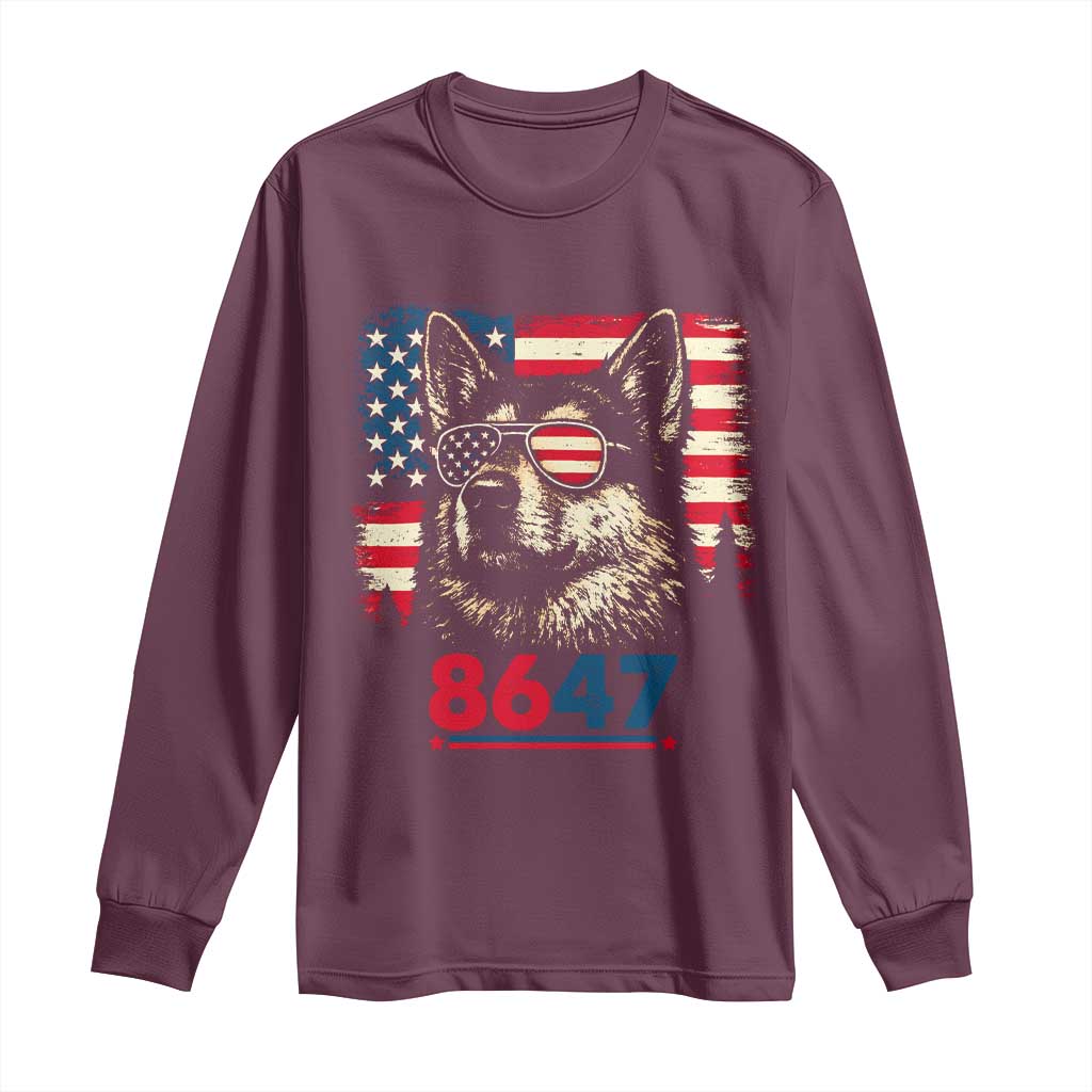 Vintage Patriotic German Shepherd 1776 Graphic Long Sleeve Shirt American Flag Sunglasses Cool Dog 4th of July Distressed TS02 Maroon Print Your Wear