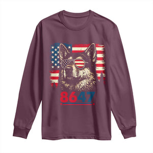 Vintage Patriotic German Shepherd 1776 Graphic Long Sleeve Shirt American Flag Sunglasses Cool Dog 4th of July Distressed TS02 Maroon Print Your Wear