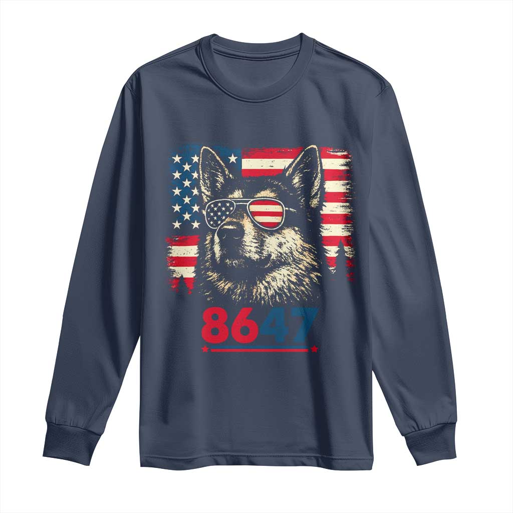 Vintage Patriotic German Shepherd 1776 Graphic Long Sleeve Shirt American Flag Sunglasses Cool Dog 4th of July Distressed TS02 Navy Print Your Wear