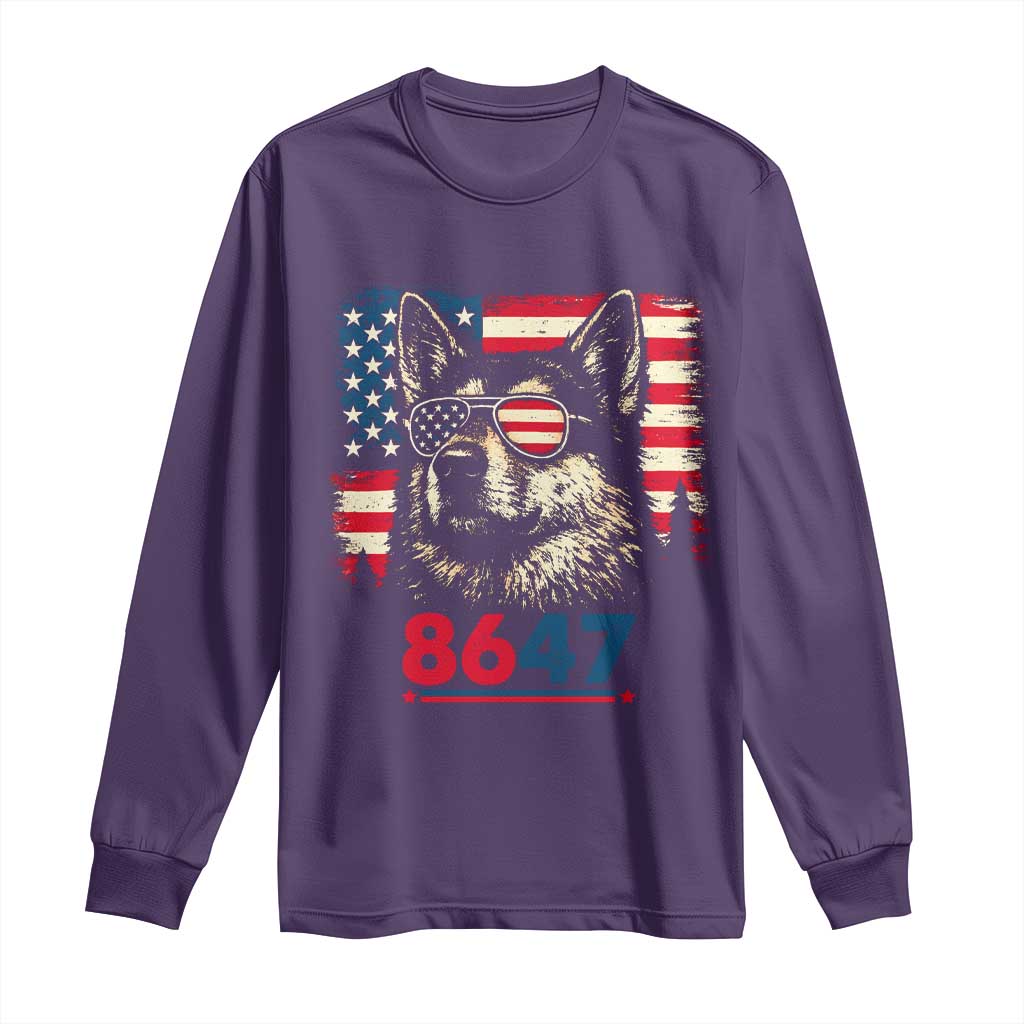 Vintage Patriotic German Shepherd 1776 Graphic Long Sleeve Shirt American Flag Sunglasses Cool Dog 4th of July Distressed TS02 Purple Print Your Wear