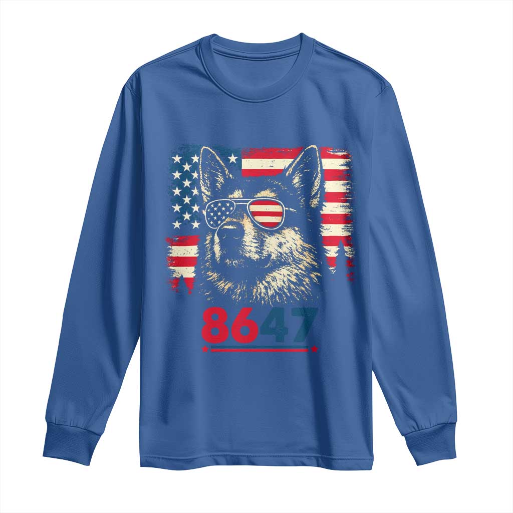 Vintage Patriotic German Shepherd 1776 Graphic Long Sleeve Shirt American Flag Sunglasses Cool Dog 4th of July Distressed TS02 Royal Blue Print Your Wear