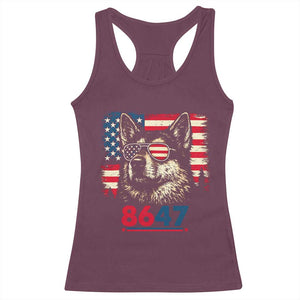 Vintage Patriotic German Shepherd 1776 Graphic Racerback Tank Top American Flag Sunglasses Cool Dog 4th of July Distressed TS02 Maroon Print Your Wear