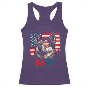 Vintage Patriotic German Shepherd 1776 Graphic Racerback Tank Top American Flag Sunglasses Cool Dog 4th of July Distressed TS02 Purple Print Your Wear