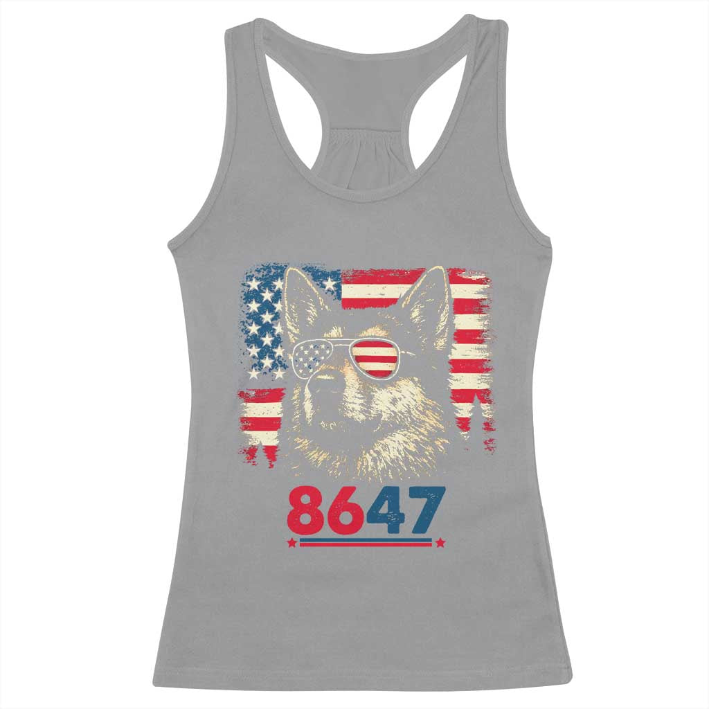 Vintage Patriotic German Shepherd 1776 Graphic Racerback Tank Top American Flag Sunglasses Cool Dog 4th of July Distressed TS02 Sport Gray Print Your Wear