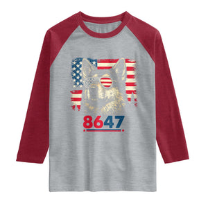 Vintage Patriotic German Shepherd 1776 Graphic Raglan Shirt American Flag Sunglasses Cool Dog 4th of July Distressed TS02 Heather Gray Heather Red Print Your Wear