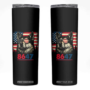 Vintage Patriotic German Shepherd 1776 Graphic Skinny Tumbler American Flag Sunglasses Cool Dog 4th of July Distressed TS02 Black Print Your Wear